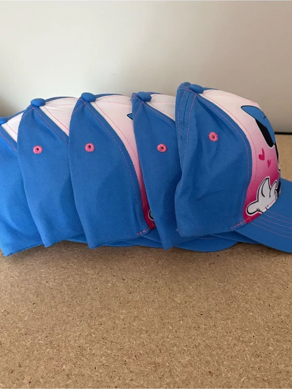 Lot of 5 Disney Minnie Mouse Blue and Pink Baseball Hat